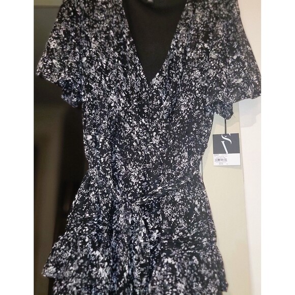 SIMPLY VERA Vera Wang NWT Dress Ruffled Tiered Chiffon Lined Fairy Sz Large Blk - Picture 14 of 16